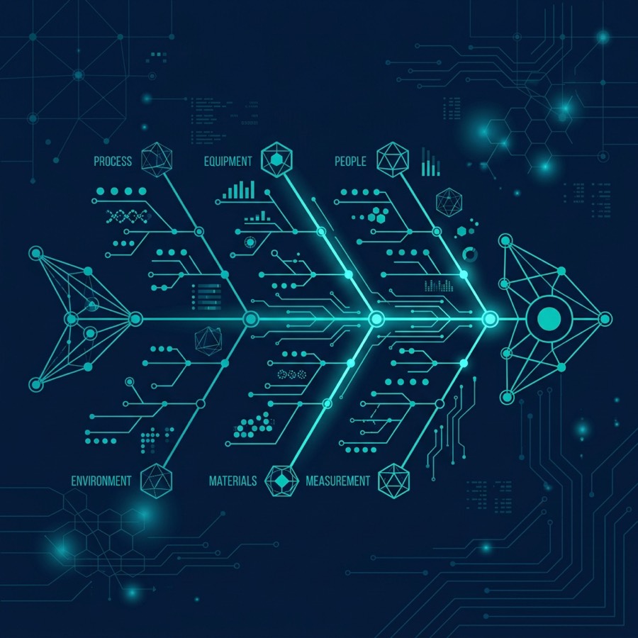 Ishikawa fishbone diagram for root cause analysis in quality management