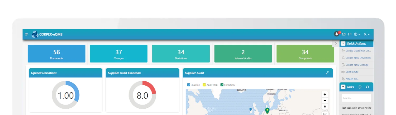 CORPEX-eQMS quality management platform overview