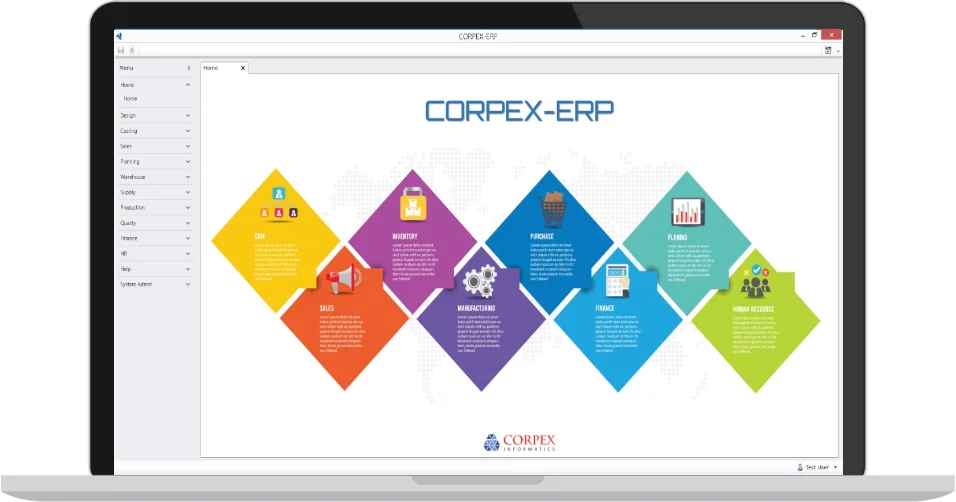 CORPEX ERP dashboard