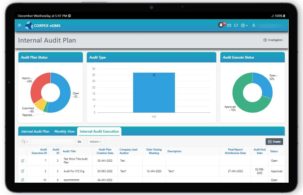 Audit Management Interface